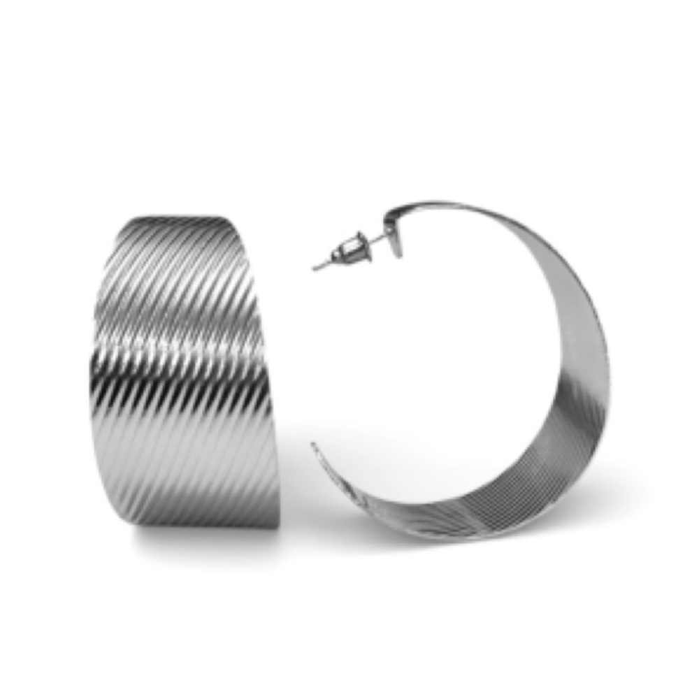 Tuckernuck Silver Hoop Earrings With Sleek Lines